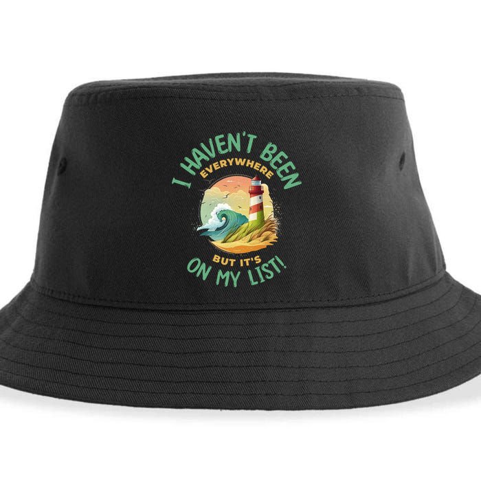 HavenT Been Everywhere But It’S On My List Travel Adventure Gift Sustainable Bucket Hat