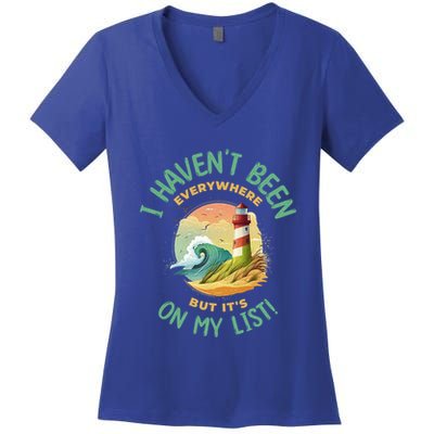 HavenT Been Everywhere But It’S On My List Travel Adventure Gift Women's V-Neck T-Shirt