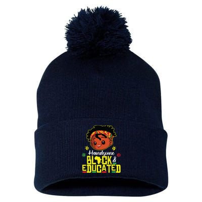 Handsome Black Educated Black History Boy African Pom Pom 12in Knit Beanie