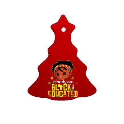 Handsome Black Educated Black History Boy African Ceramic Tree Ornament