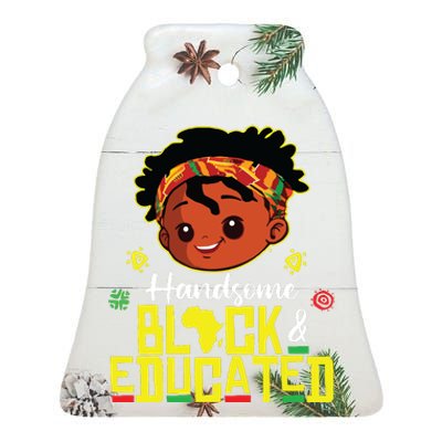 Handsome Black Educated Black History Boy African Ceramic Bell Ornament