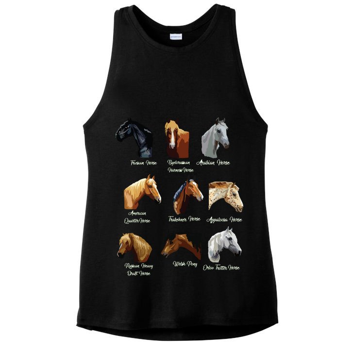 Horse Breeds Equestrian Horseback Riding Gift Ladies PosiCharge Tri-Blend Wicking Tank