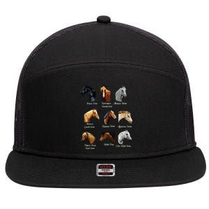 Horse Breeds Equestrian Horseback Riding Gift 7 Panel Mesh Trucker Snapback Hat