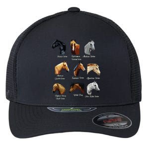 Horse Breeds Equestrian Horseback Riding Gift Flexfit Unipanel Trucker Cap