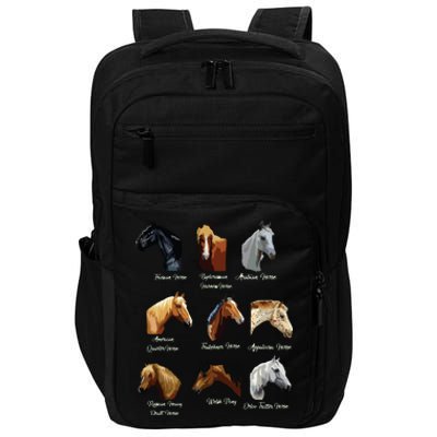 Horse Breeds Equestrian Horseback Riding Gift Impact Tech Backpack