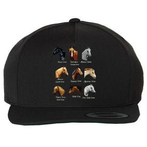 Horse Breeds Equestrian Horseback Riding Gift Wool Snapback Cap