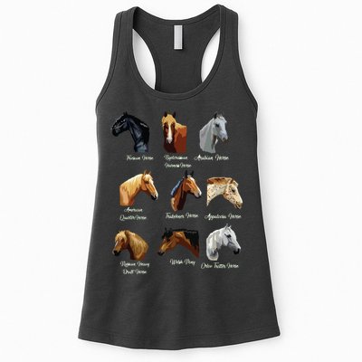 Horse Breeds Equestrian Horseback Riding Gift Womens Tank Top