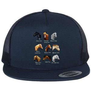 Horse Breeds Equestrian Horseback Riding Gift Flat Bill Trucker Hat