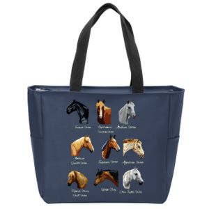 Horse Breeds Equestrian Horseback Riding Gift Zip Tote Bag