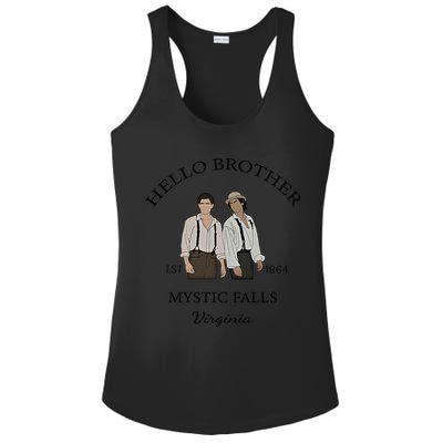 Hello Brother Est 1864 Mystic Falls Virginia Salvatore Ladies PosiCharge Competitor Racerback Tank