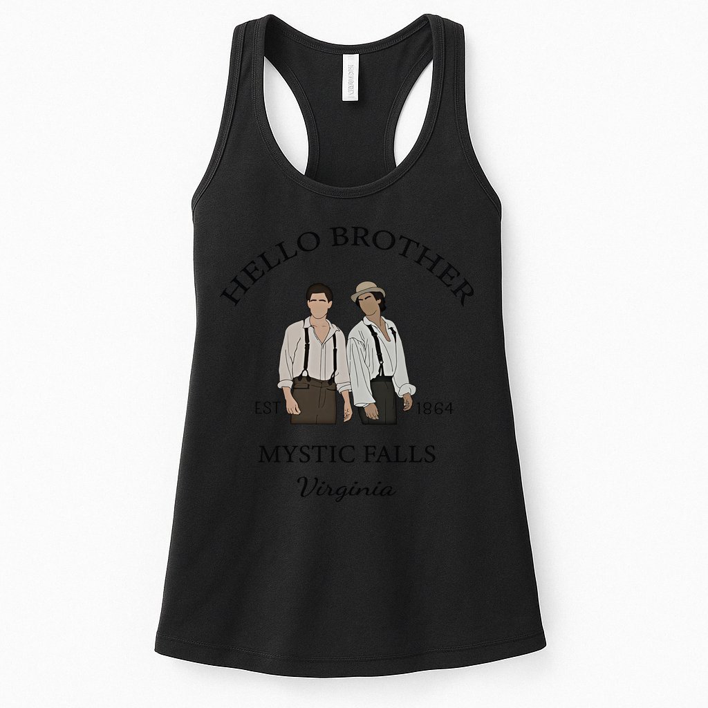 Hello Brother Est 1864 Mystic Falls Virginia Salvatore Womens Tank Top