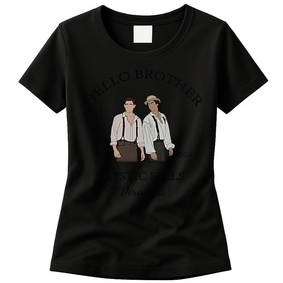 Hello Brother Est 1864 Mystic Falls Virginia Salvatore Womens T-Shirt