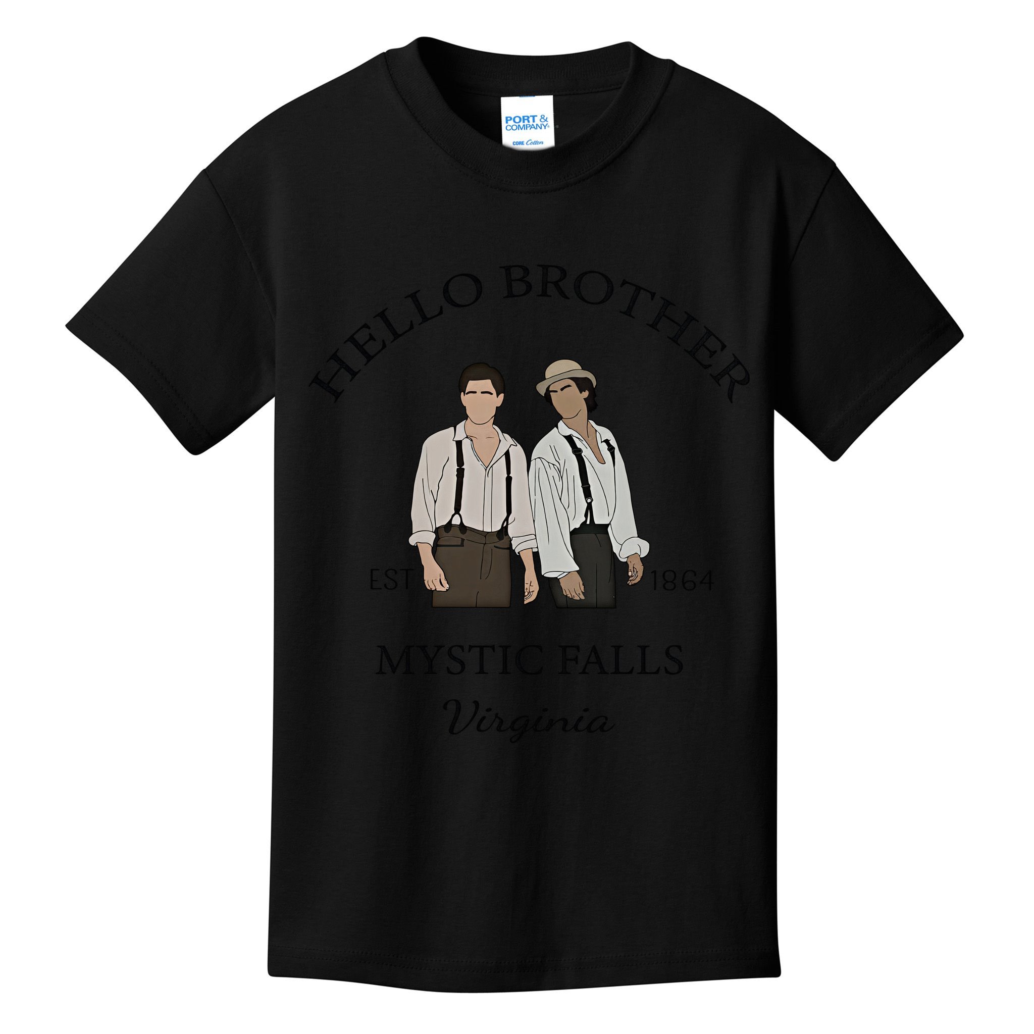 Hello Brother Est 1864 Mystic Falls Virginia Salvatore Kids T-Shirt