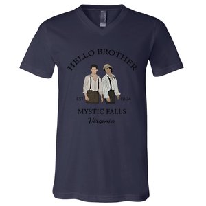 Hello Brother Est 1864 Mystic Falls Virginia Salvatore V-Neck T-Shirt