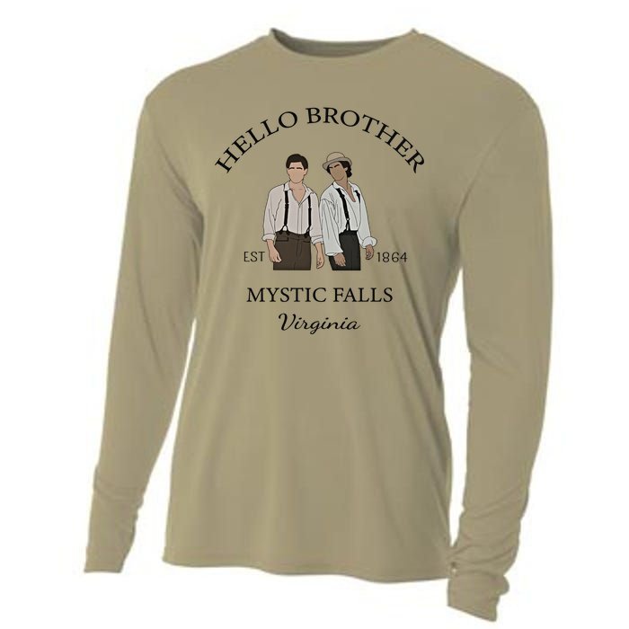 Hello Brother Est 1864 Mystic Falls Virginia Salvatore Cooling Performance Long Sleeve Crew