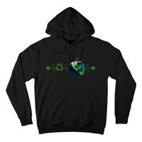 Heart Beat Earth Day Recycle Love Earth Day Anniversary 2024 Hoodie