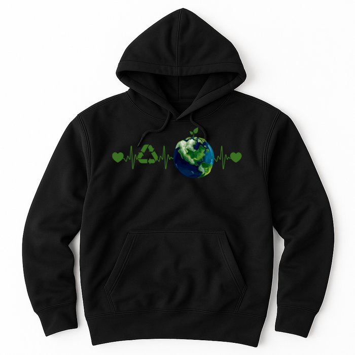 Heart Beat Earth Day Recycle Love Earth Day Anniversary 2024 Hoodie