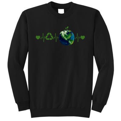 Heart Beat Earth Day Recycle Love Earth Day Anniversary 2024 Sweatshirt