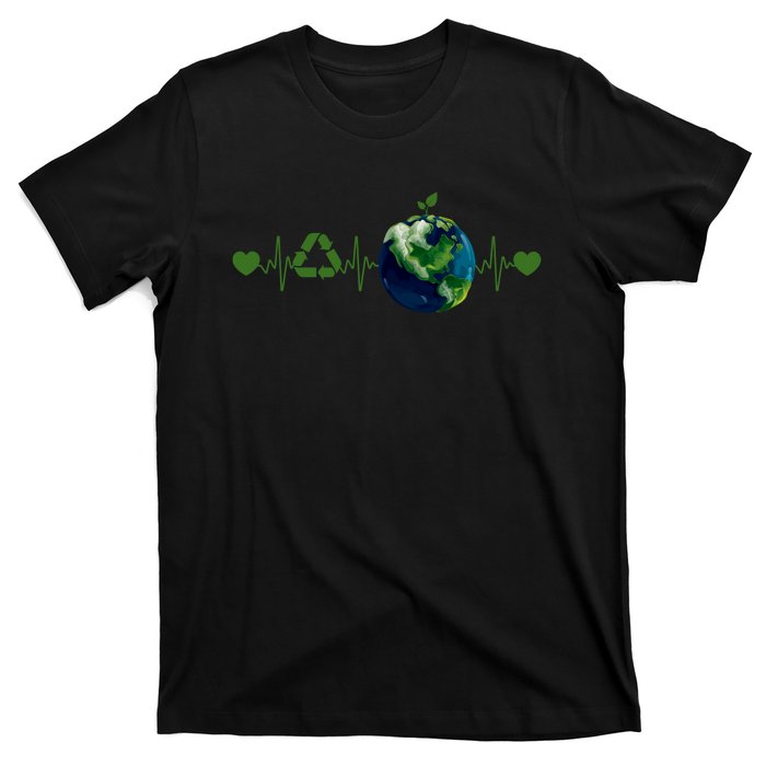 Heart Beat Earth Day Recycle Love Earth Day Anniversary 2024 T-Shirt