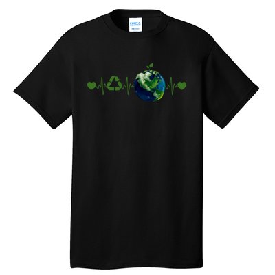 Heart Beat Earth Day Recycle Love Earth Day Anniversary 2024 Tall T-Shirt