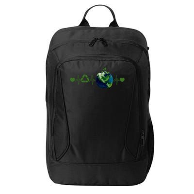 Heart Beat Earth Day Recycle Love Earth Day Anniversary 2024 City Backpack