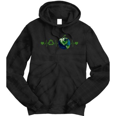 Heart Beat Earth Day Recycle Love Earth Day Anniversary 2024 Tie Dye Hoodie