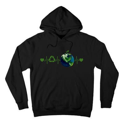 Heart Beat Earth Day Recycle Love Earth Day Anniversary 2024 Tall Hoodie