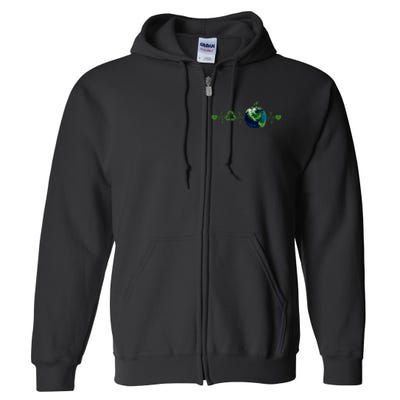 Heart Beat Earth Day Recycle Love Earth Day Anniversary 2024 Full Zip Hoodie