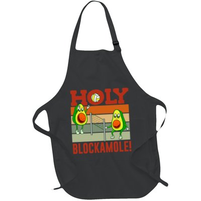 Holy Blockamole Funny Volleyball Match Block Avocado Full-Length Apron With Pockets