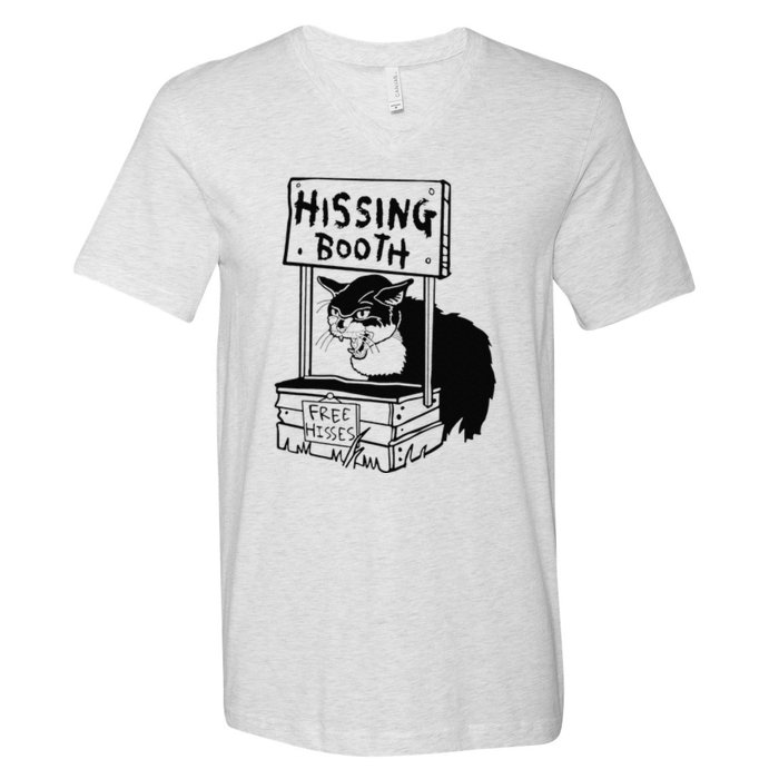 Hissing Booth Funny Cta Kitten Meow V-Neck T-Shirt