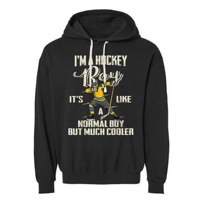 Hockey Boy Funny Gift Funny Dabbing Player Gift Boys Kids Bzr Great Gift Garment-Dyed Fleece Hoodie