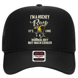 Hockey Boy Funny Gift Funny Dabbing Player Gift Boys Kids Bzr Great Gift High Crown Mesh Back Trucker Hat