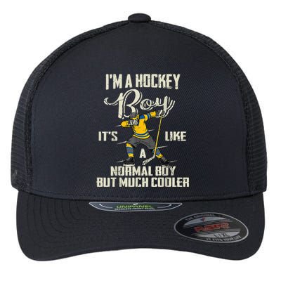 Hockey Boy Funny Gift Funny Dabbing Player Gift Boys Kids Bzr Great Gift Flexfit Unipanel Trucker Cap