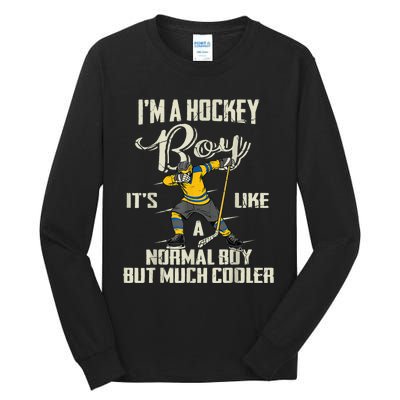 Hockey Boy Funny Gift Funny Dabbing Player Gift Boys Kids Bzr Great Gift Tall Long Sleeve T-Shirt