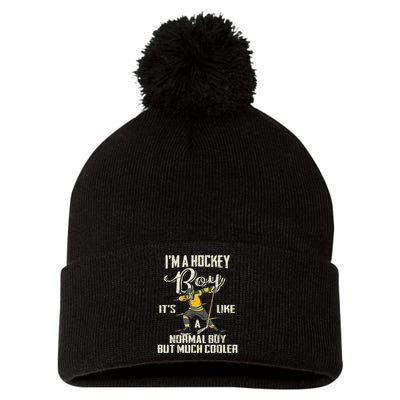 Hockey Boy Funny Gift Funny Dabbing Player Gift Boys Kids Bzr Great Gift Pom Pom 12in Knit Beanie