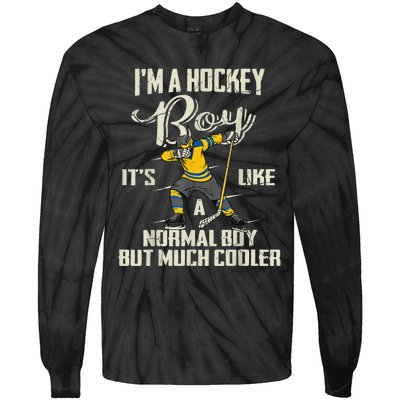 Hockey Boy Funny Gift Funny Dabbing Player Gift Boys Kids Bzr Great Gift Tie-Dye Long Sleeve Shirt