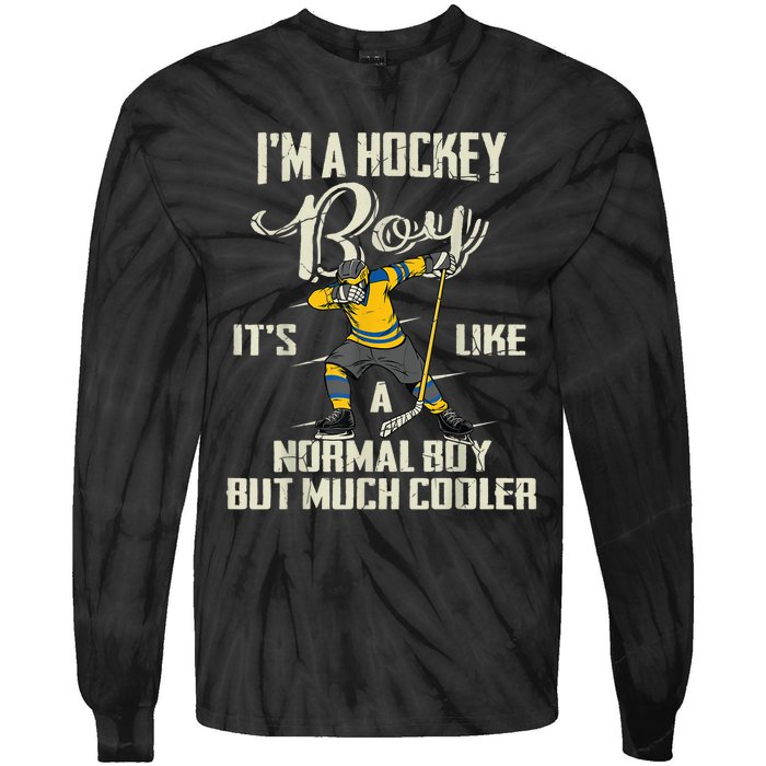 Hockey Boy Funny Gift Funny Dabbing Player Gift Boys Kids Bzr Great Gift Tie-Dye Long Sleeve Shirt