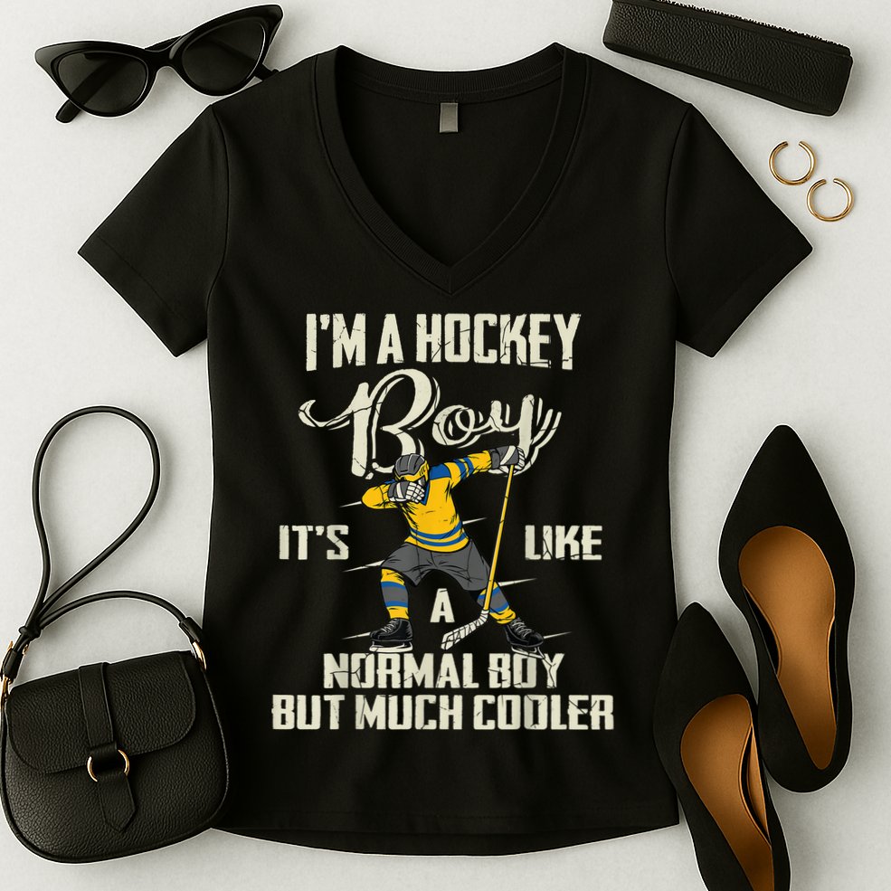 Hockey Boy Funny Gift Funny Dabbing Player Gift Boys Kids Bzr Great Gift Women's V-Neck T-Shirt