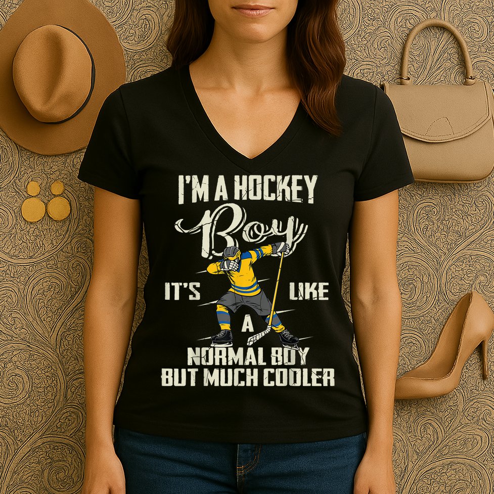 Hockey Boy Funny Gift Funny Dabbing Player Gift Boys Kids Bzr Great Gift Women's V-Neck T-Shirt