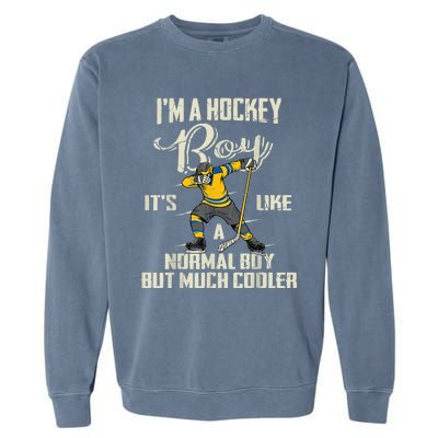 Hockey Boy Funny Gift Funny Dabbing Player Gift Boys Kids Bzr Great Gift Garment-Dyed Sweatshirt