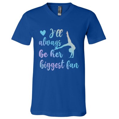 Her Biggest Fan Gymnastics Mom Of Gymnast Mama Cute Gift V-Neck T-Shirt