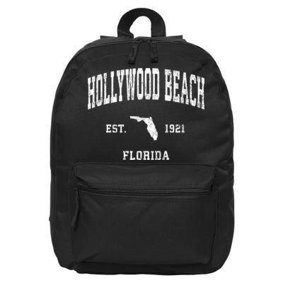 Hollywood Beach Florida Fl Vintage Established Athletic Sports Design 16 in Basic Backpack