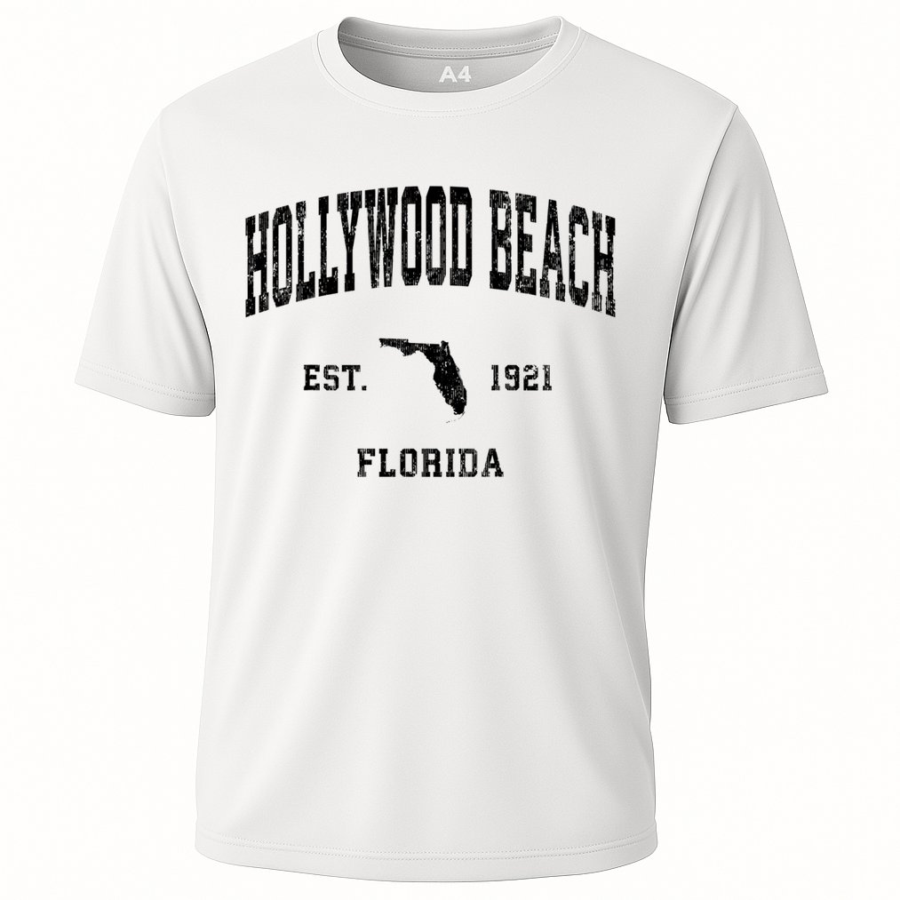 Hollywood Beach Florida Fl Vintage Established Athletic Sports Design Performance Shirt