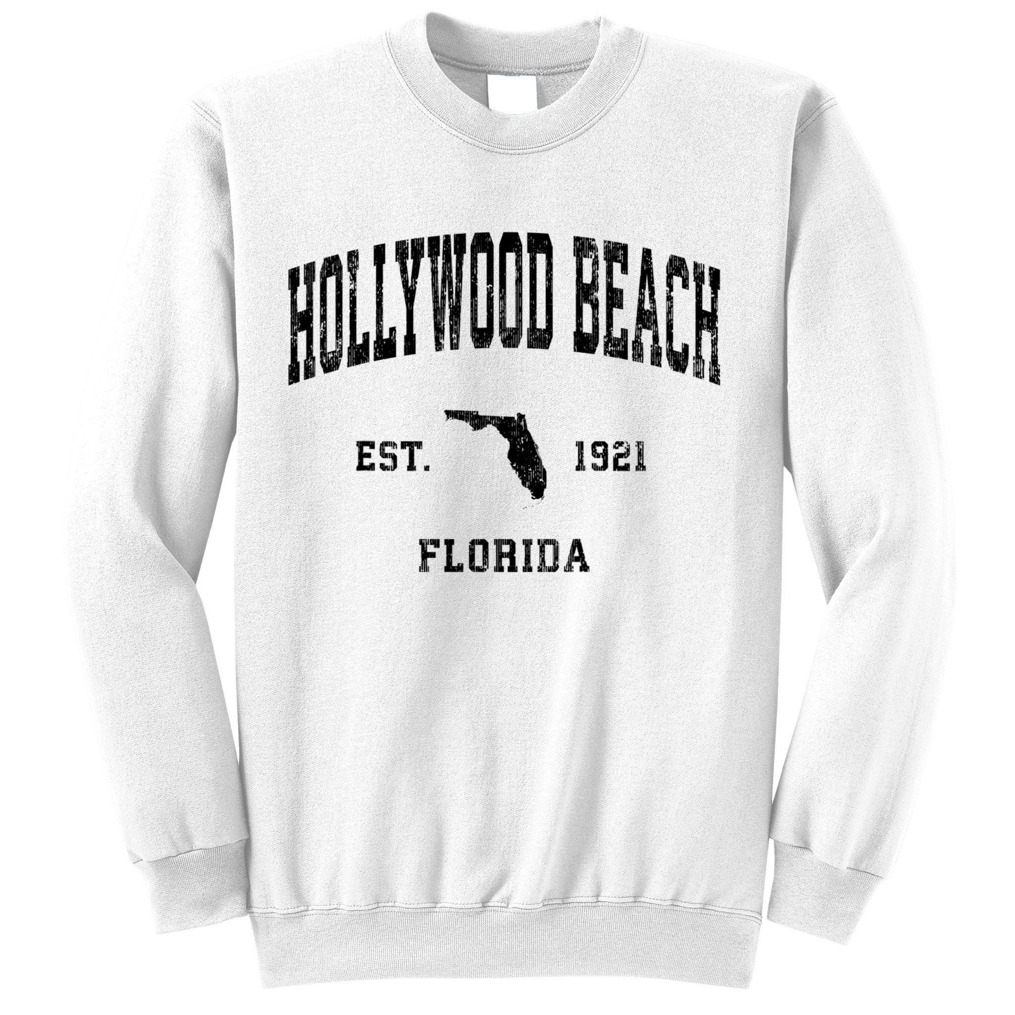 Hollywood Beach Florida Fl Vintage Established Athletic Sports Design Sweatshirt