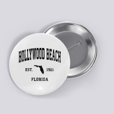 Hollywood Beach Florida Fl Vintage Established Athletic Sports Design Button