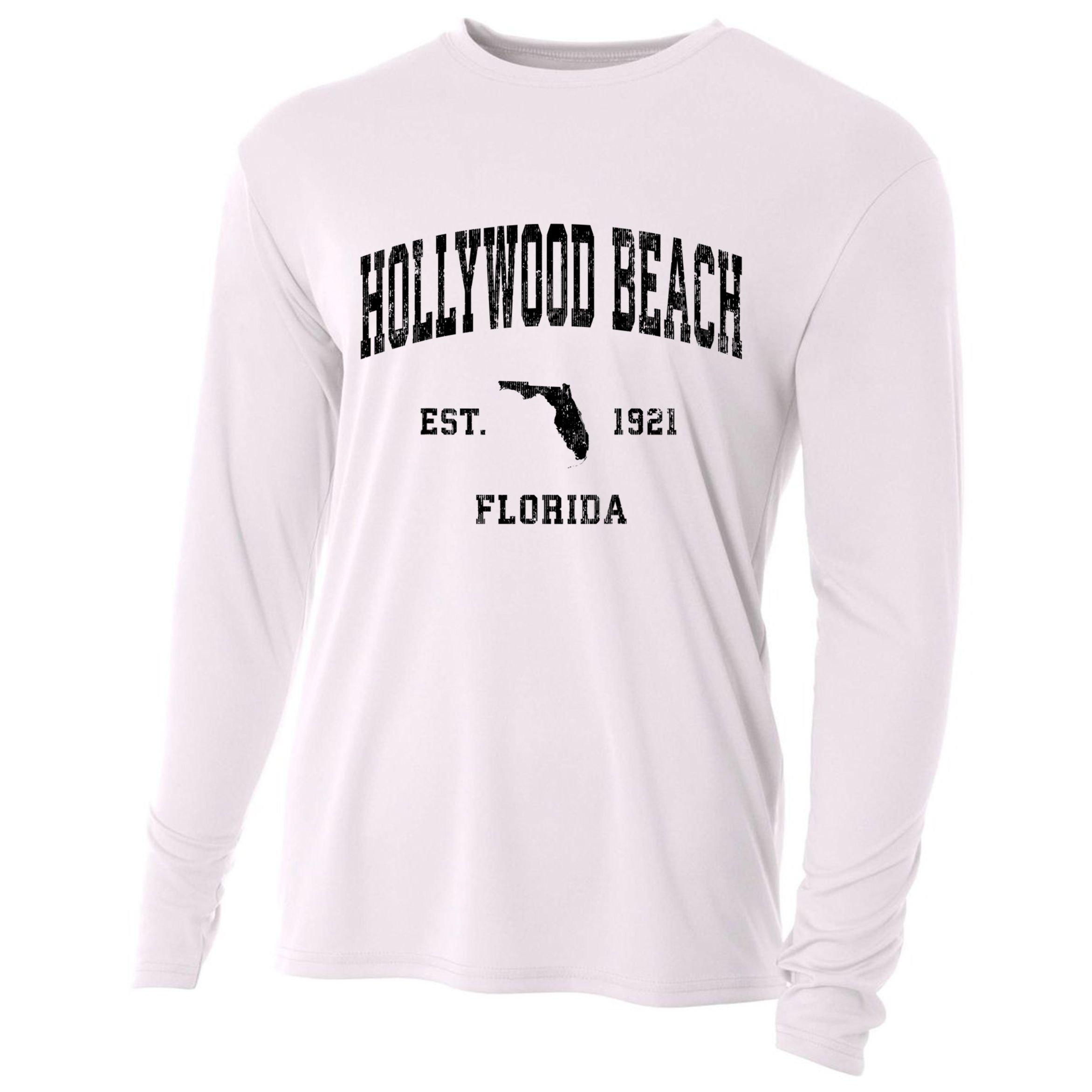 Hollywood Beach Florida Fl Vintage Established Athletic Sports Design Cooling Performance Long Sleeve Crew
