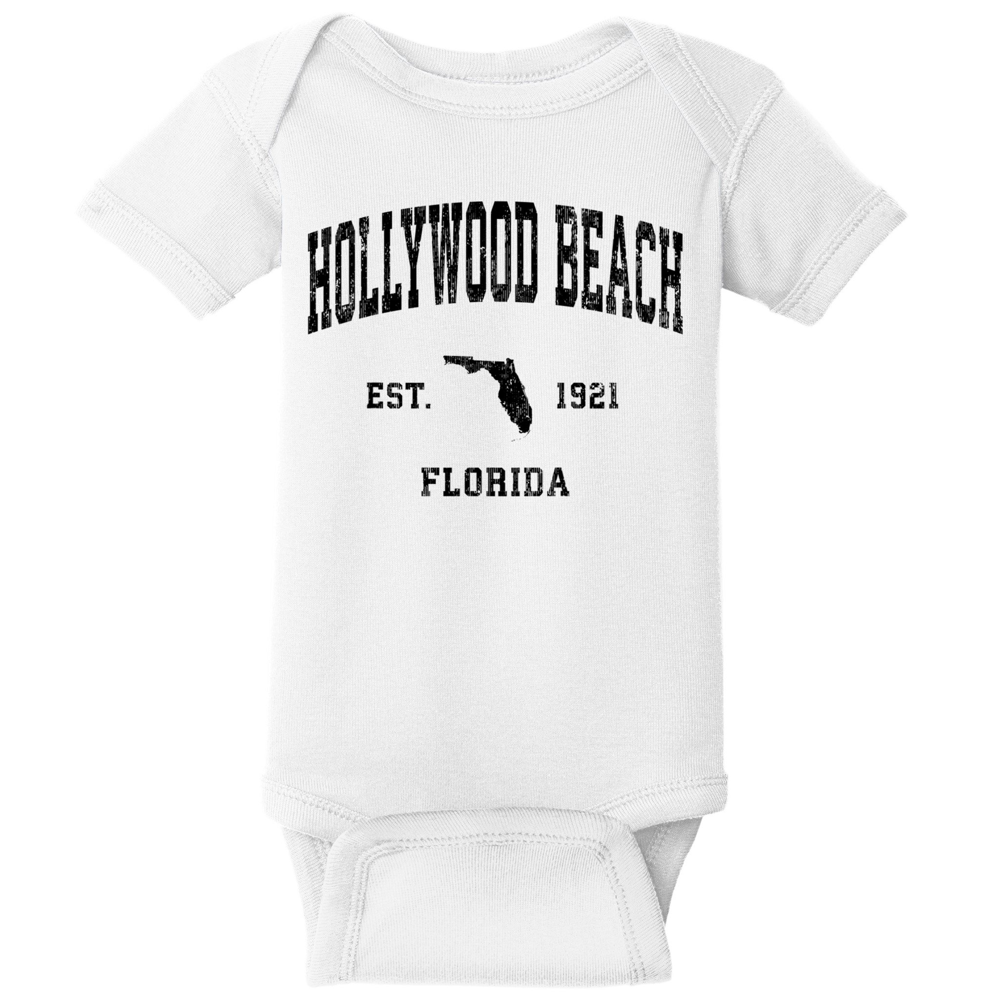 Hollywood Beach Florida Fl Vintage Established Athletic Sports Design Baby Bodysuit