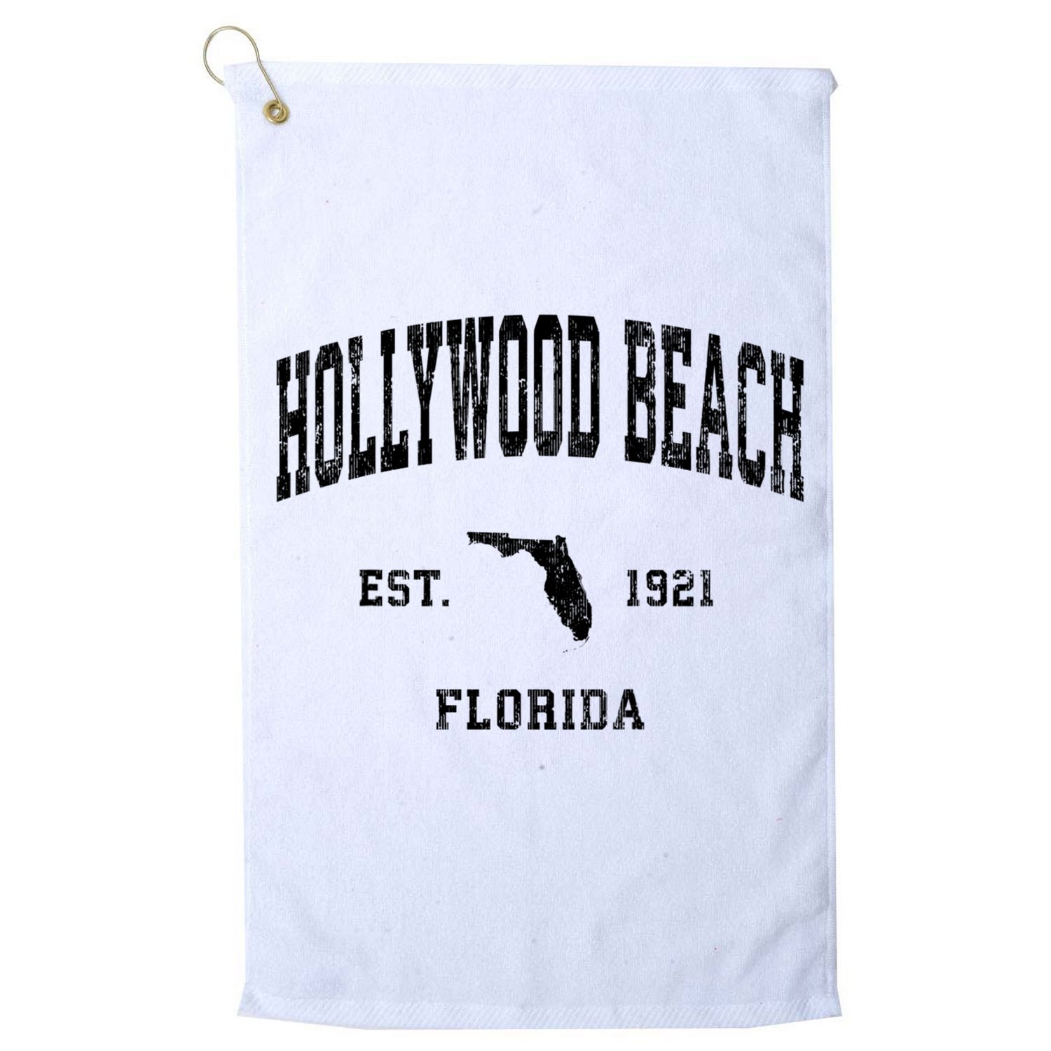 Hollywood Beach Florida Fl Vintage Established Athletic Sports Design Golf Towel