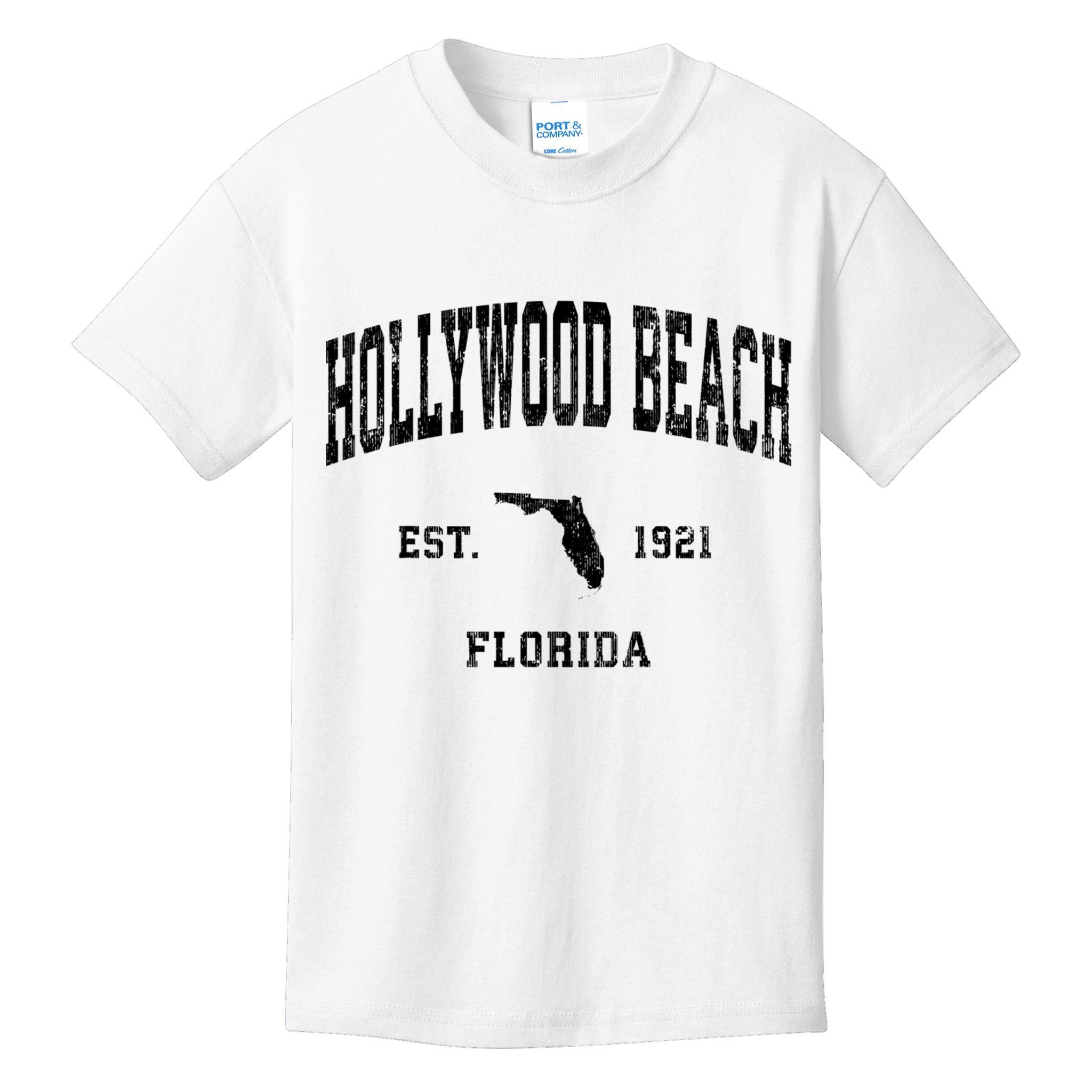 Hollywood Beach Florida Fl Vintage Established Athletic Sports Design Kids T-Shirt