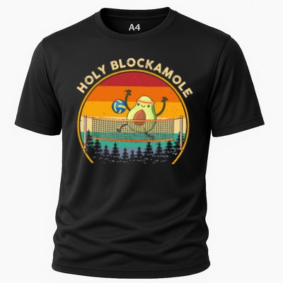 Holy Blockamole Funny Vintage Volleyball Block Avocado Performance Shirt